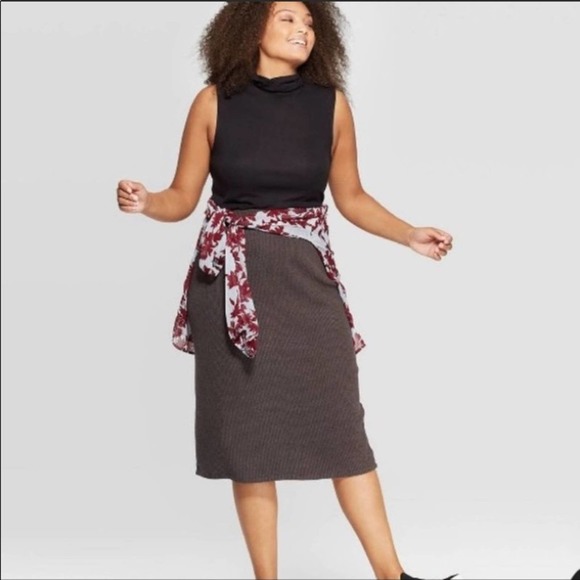 a new day Dresses & Skirts - A New Day Ribbed Dark Gray Ribbed Skirt